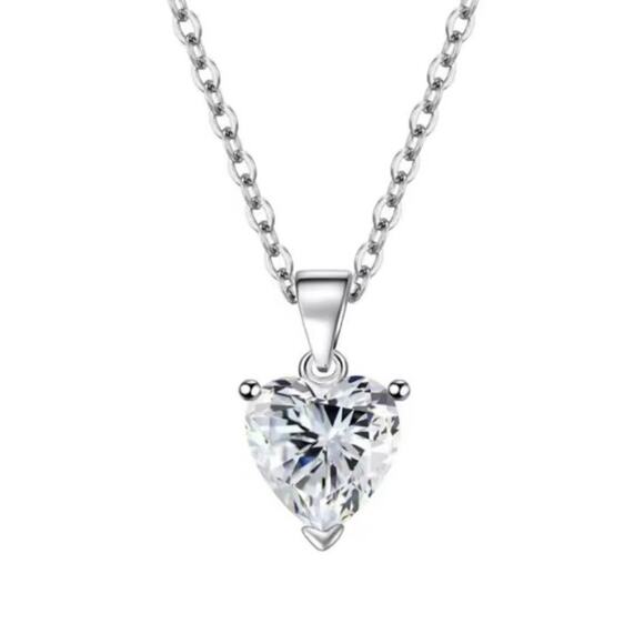 925 Sterling Silver CZ Diamond Heart Set Women\'s Christmas Birthday Gift NEW